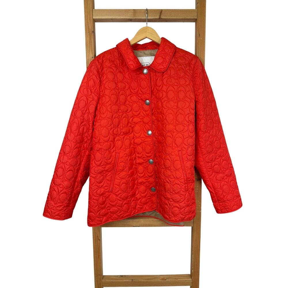 NWT Coach Orange Snap Up Collared Jacket Pockets XL